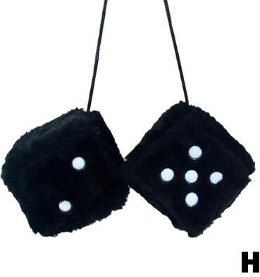 Of Wheels Deals Fuzzy Pink Plush Dice, Retro Hanging Mirror Dices, Cute Square Plush Ornament For Car Interior Or Kids Room black