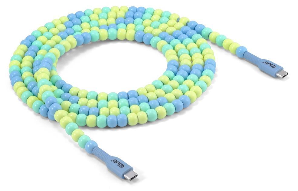 Club3D Lifestyle USB-C Perlen-Kabel CAC-3011, PD60W, 480Mbps, 2m, Blauw