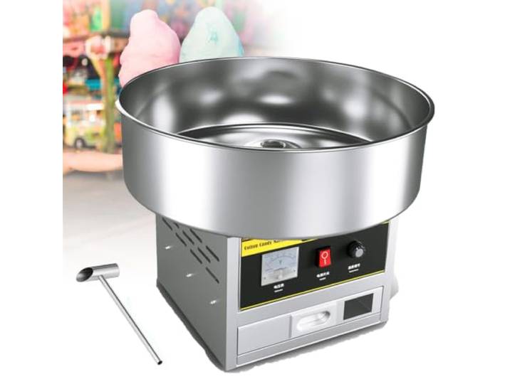 Elektrische 1200W-Zuckerwattemaschine, für Kindergeburtstage Familienfeiern Gewerbliche Zuckerwattemaschine mit 45-cm-Edelstahlschüssel (17,7 Zoll), Zuckerlöffel und Schublade