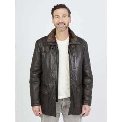 Lederjacke JCC "JCC-09-703", Herren, Gr. 52, braun (schwarz braun), Obermaterial: 100% Lammleder. Futter: 100% Baumwolle. Ärmelfutter: 100% Polyester, Jacken