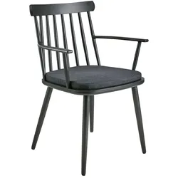 Gartenstuhl Winsor mit Armlehne aus Aluminium und Acryl-Stoff, klassisch, Schwarz, inkl. Kissen