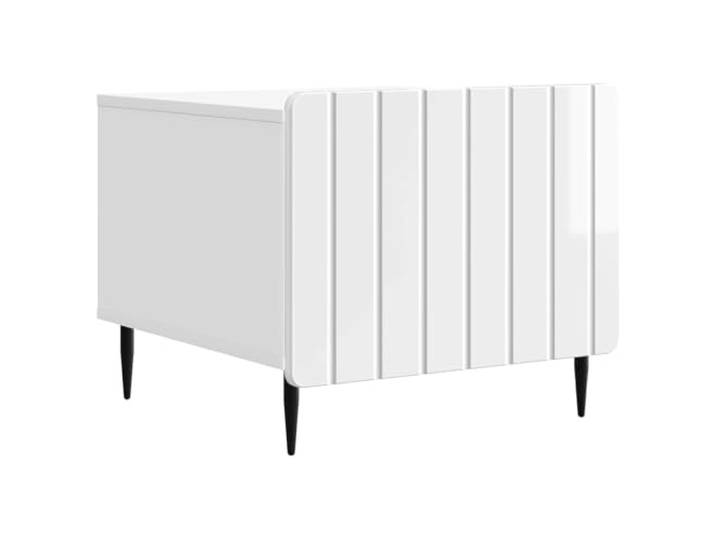 KKgypkn Couchtisch Hochglanz Weiss 49x50x42 cm Holzwerkstoff Zwei Ebenen, Unteres Regal, Pflegeleicht, Modernes Design, Vielseitig