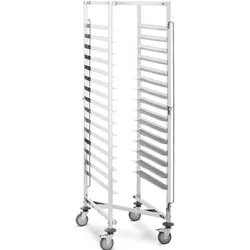 Royal Catering Tablettwagen - Edelstahl - 15 Einschübe - für Tabletts: 40 x 60 cm - Längseinschub - 90 kg - 2 Sicherheitsbügel -