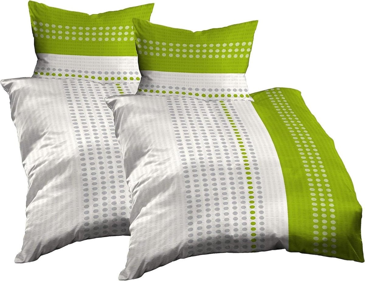 Groen katoenen dekbedovertrek set, 2x 140x200 cm, strijk- en kreukvrij