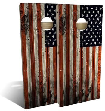 Skip's Garage American Flag Distressed Outdoor Cornhole Board Set