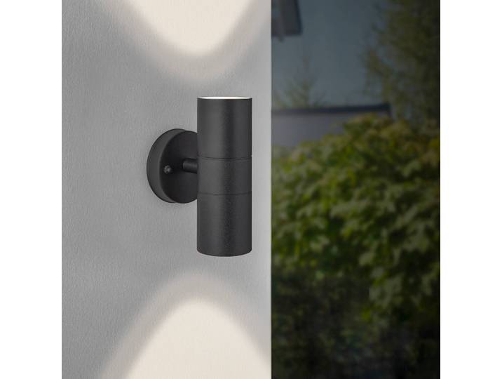 Brilliant Aussenwandleuchte Jandy, dimmbar, schwarz, Metall, Modern, Wandleuchte außen