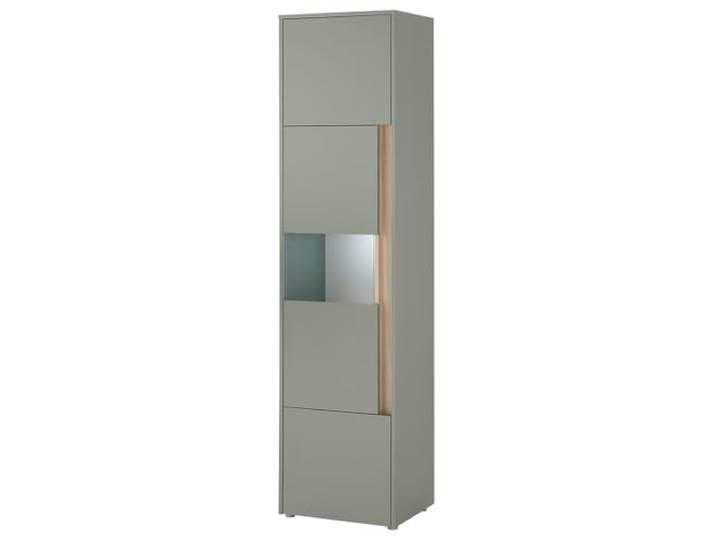 Lomadox Wohnzimmer Schrank Vitrine mit 50 cm Breite in grün mit Eiche, 3 Türen & inkl. Beleuchtung
