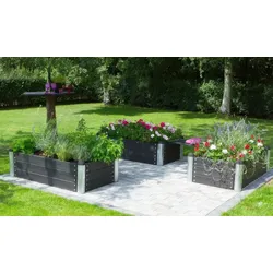 Hochbeet Pipe  80 x 80 x 36 cm - Pflanzkasten aus Kiefer/Fichte, Schwarz - praktisches Kräuterbeet - Gartenhochbeet für den Garten