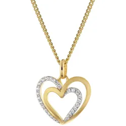 GLIZZ GL8673 Anhänger Herz Gold 333/8K an vergoldeter Silberkette, 45 cm