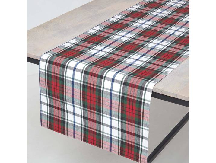 Homescapes MacDuff geruite tafelloper\, 100% katoen\, meerkleurig