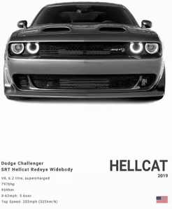 Inspire Curations Dodge Challenger SRT Hellcat Redeye Canvas Poster Modern Muscle Car Wall Art 2 30x42cm Unframed