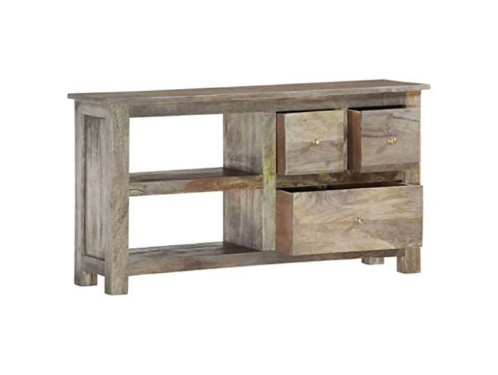 KGHERMDF TV-Schrank 100x30x55 cm Massivholz Mango Retro Stil, 2 Fächer, 3 Schubladen, Handgefertigt, Einzigartige Holzmaserung