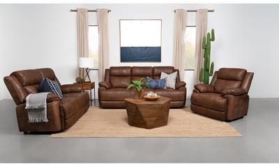 Coaster Ellington Upholstered Padded Arm Sofa Set Dark Brown