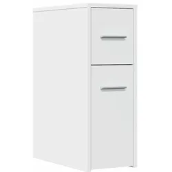 Helloshop26 - Schmaler Badezimmerschrank mit Rollen Stauraum und Dekoration 22 x 44 x 61 cm weißes Holzwerkstoff 02_0050646