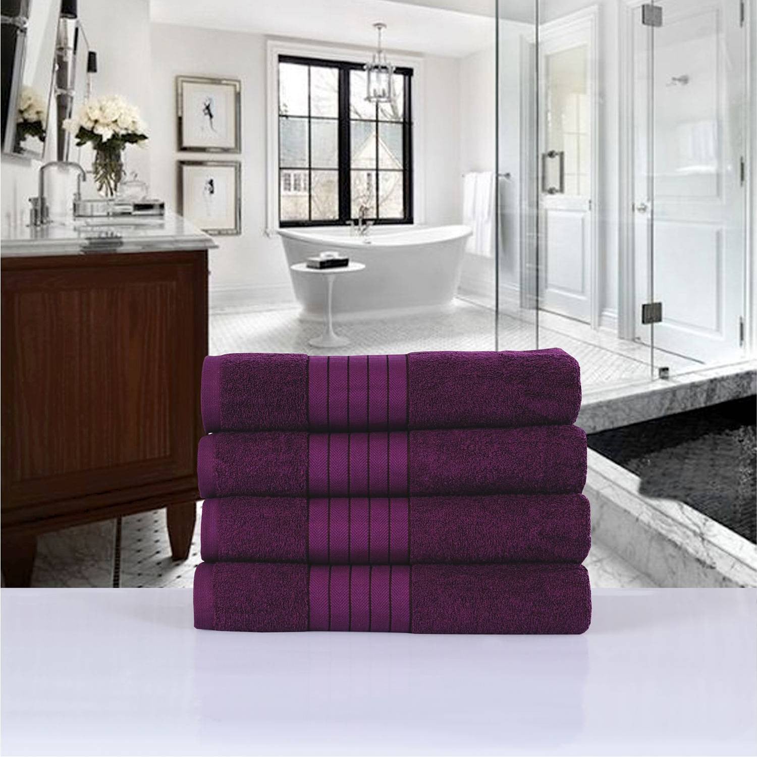 home24 Set handdoeken Branda set van 4 rood/bordeauxrood