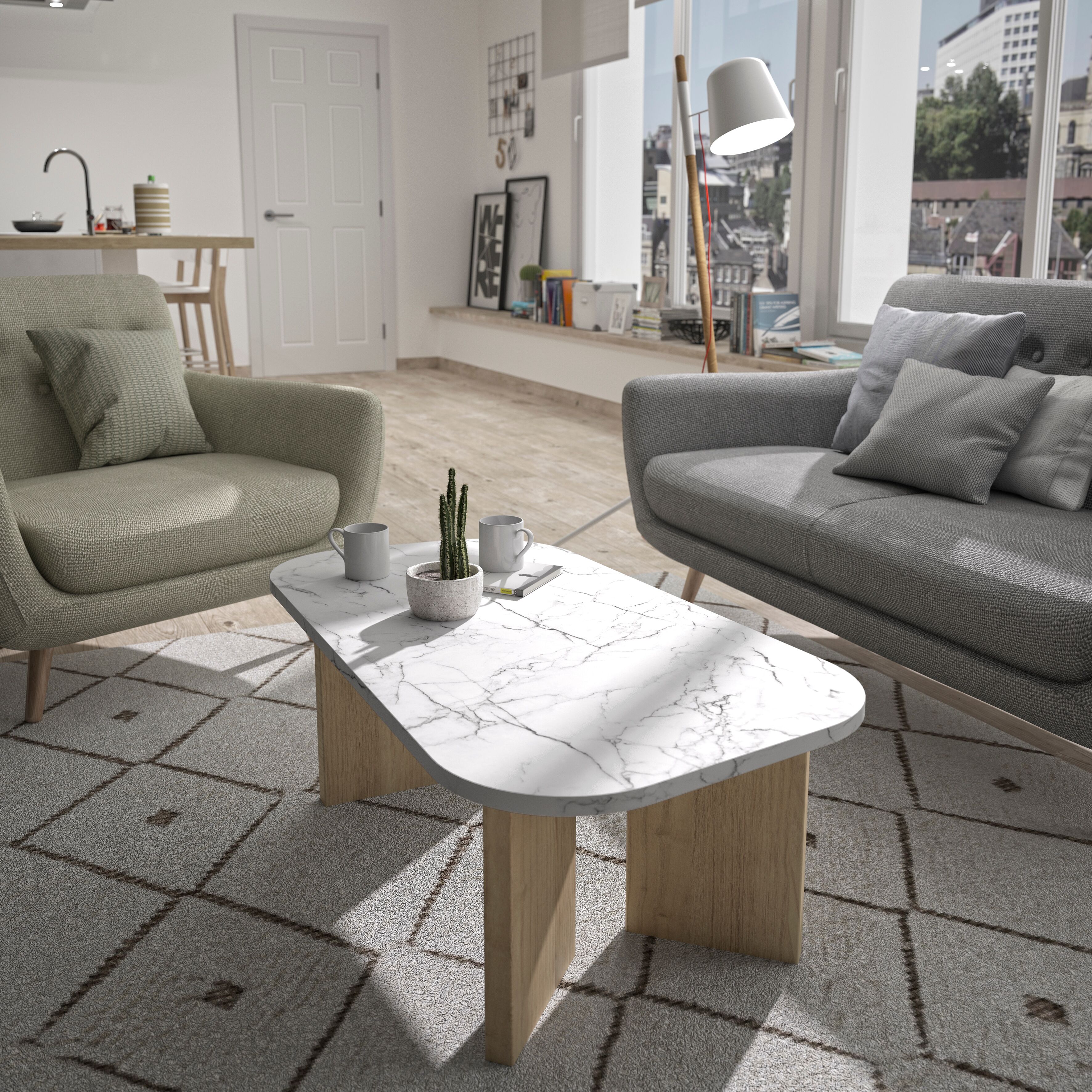 Couchtisch GAMI "Quartz", beige (marmor, optik, kastanie natur nachbildung, marmor, optik), B:105cm H:38,2cm T:57,7cm, Tische, Couchtisch, Couchtisch mit Marmor-optik Tischeplatte