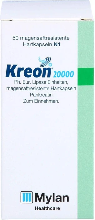 Kreon 20.000 Ph.Eur.Lipase Einheiten msr.Hartkaps. 50 St Magensaftresistente Hartkapseln