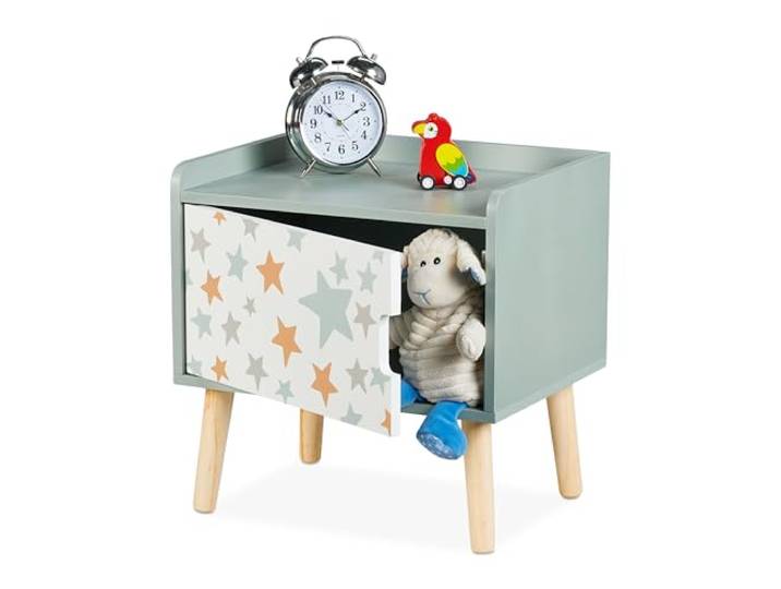 Relaxdays Nachttisch Kinder, Staufach, HBT 41x40x30 cm, Kinderzimmer, Kinderkommode, ver. Designs, Holz & MDF, bunt