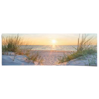 Poster REINDERS "Golden Hour", bunt (farbe bild(er): beige), B:158cm H:53cm T:0,1cm, Bilder, Poster, Wohnzimmer - Sonnenuntergang - Strand - Meer - 170 gr. Papier