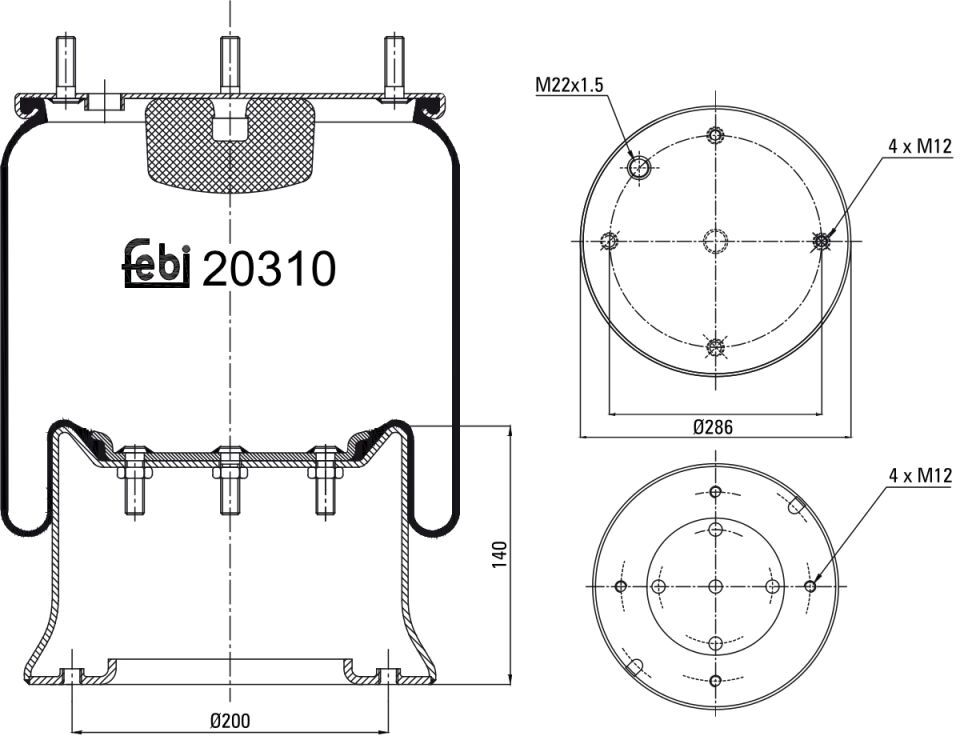Febi Bilstein Soffietti per sospensioni pneumatiche 20310