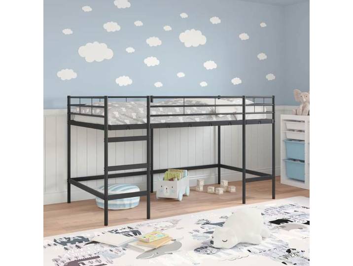 Lit 2 places - 107 x 200 cm - Noir - - Lit mezzanine pour enfants - moderne - Acier - pour enfants 557598