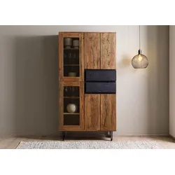 Vitrine Sheesham 100x40x190 natur unbehandelt LICHTENBERG #106