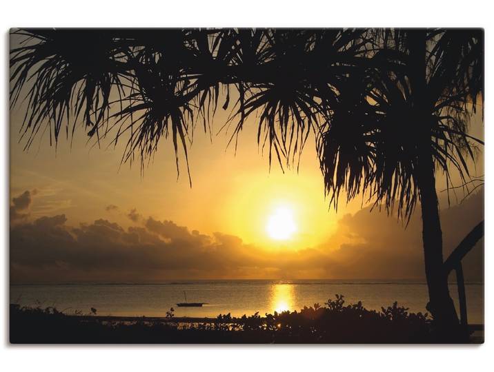Leinwandbild ARTLAND Sonnenaufgang , orange (farbe bild(er): orange), B:90cm H:60cm, Bilder, Leinwandbild, auf Holzrahmen gespannt