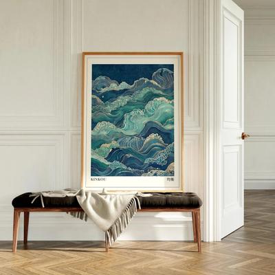 Uplift Essentials Mount Fuji Sunrise Great Wave Canvas Iconic Japanese Wall Art For Modern Homes style 12 12 X 16 In