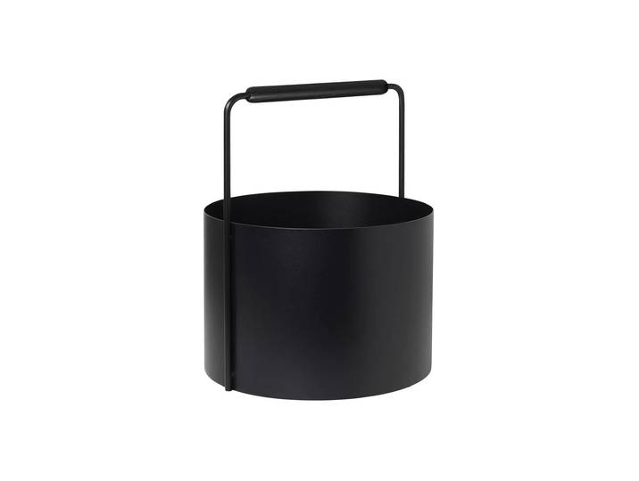 Kaminholzkorb BLOMUS Ashi Stahl pulverbeschichtet Eiche 35 cm , schwarz, B:35cm H:45cm T:35cm, Metall, Aufbewahrungsboxen, Kaminholzkorb