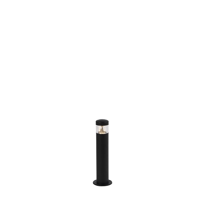 Moderne zwarte tuinbollard van Qazqa met LED en IP44-bescherming, Hoogte: 40 cm