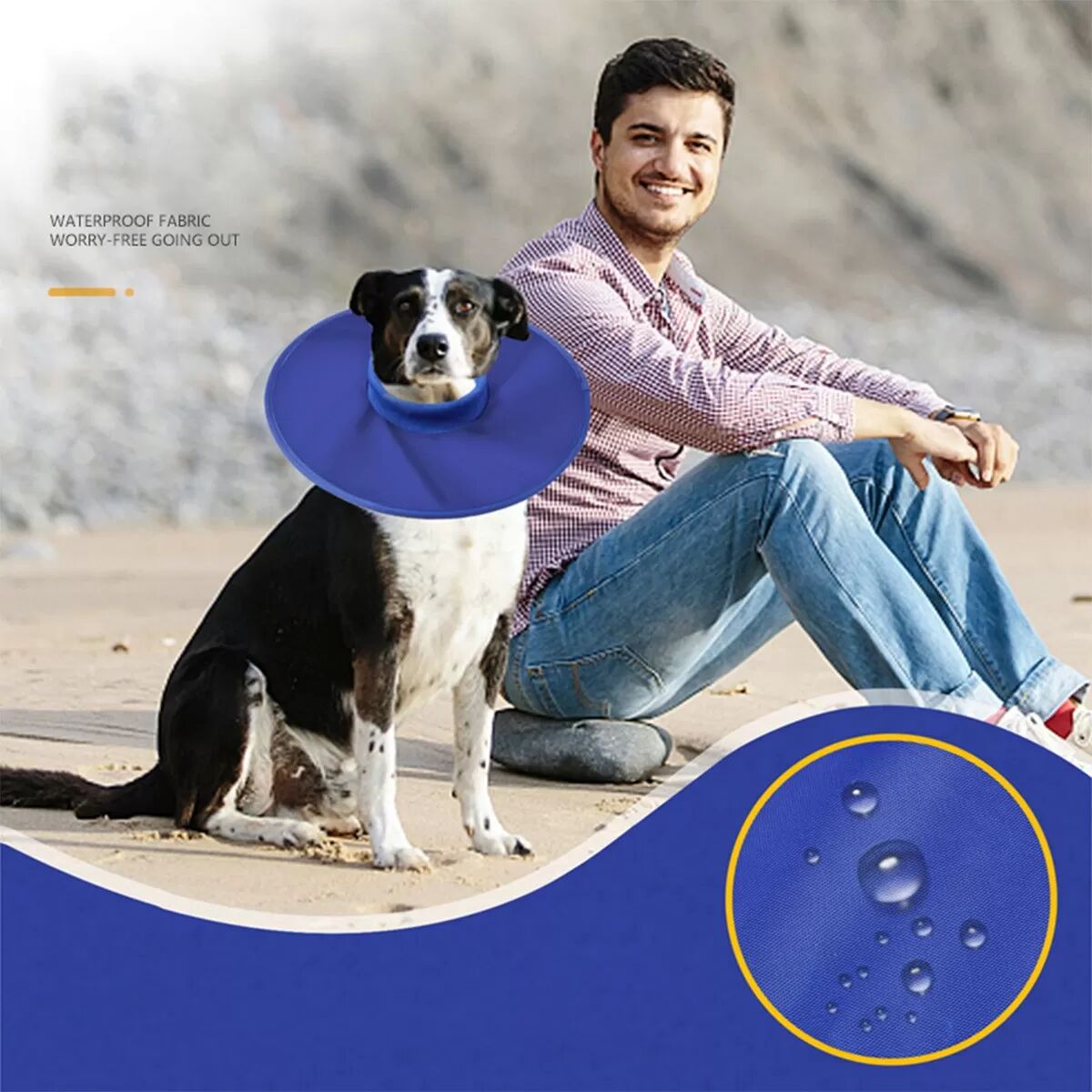 INF Oxford Stoff Hunde-Halskrause - Wasserdicht & Anti-Leck Wundschutz M
