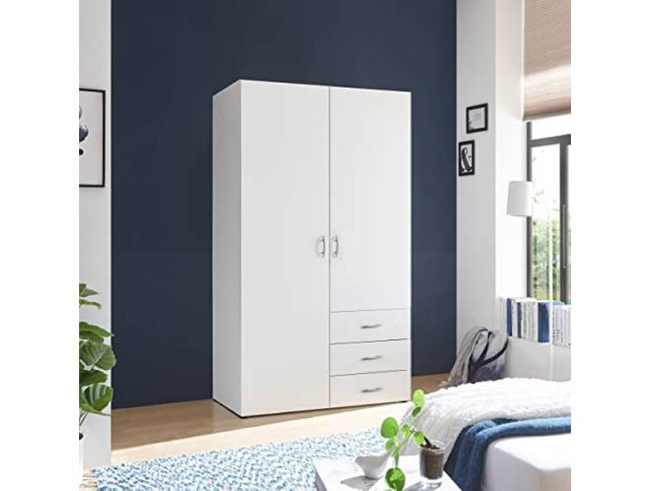 möbelando Kleiderschrank Harry in Weiß mit 3 Schubladen und 2 Türen. Abmessungen (BxHxT) 100x176x52 cm
