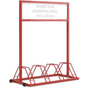 WSM Fahrradständer EW 7004, mit Werbefläche, freistehend, Einstellparker, beidseitig, Breite 105cm, für 4 Fahrräder