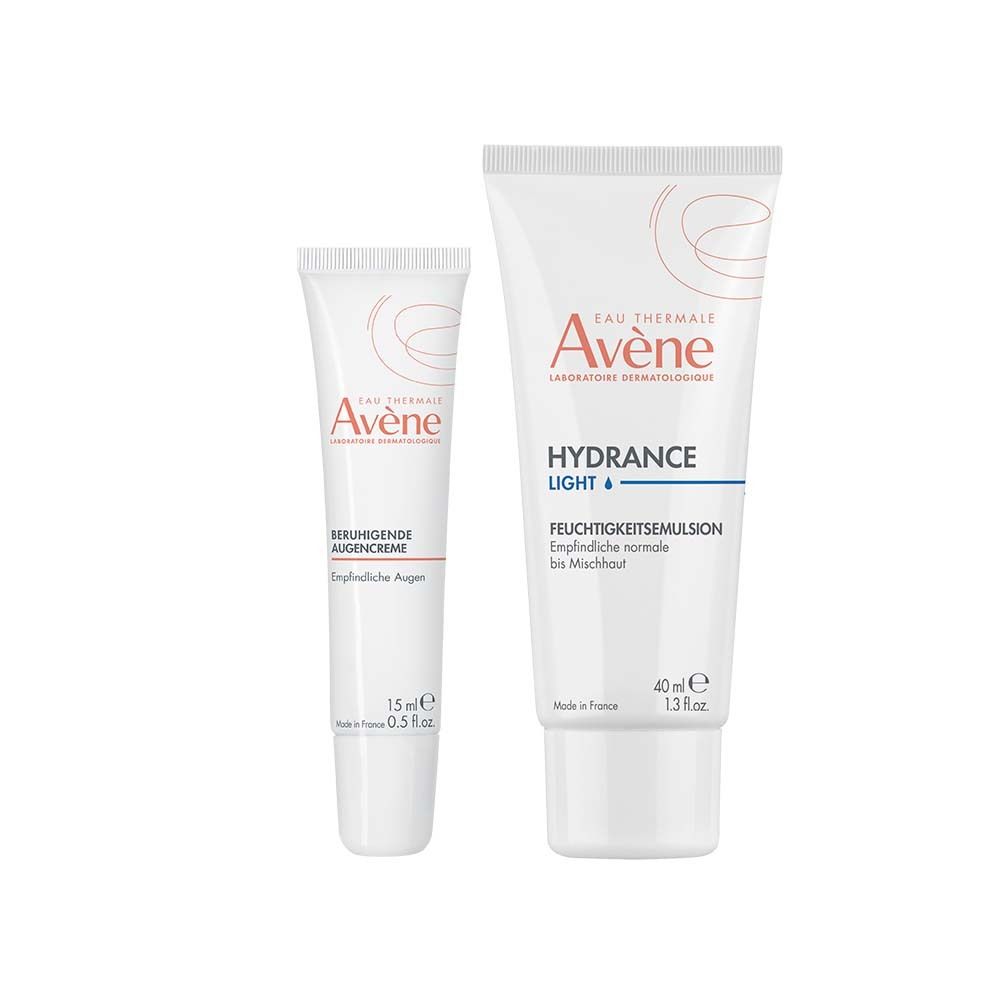 Avène Beruhigende Augencreme + Hydrance leichte Feuchtigkeitsemulsion Set 1 St Creme