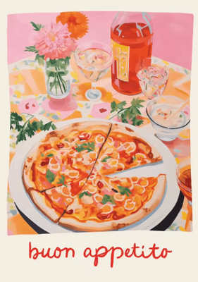 Inspire Picks Aperol Spritz & Pizza Cocktail Kitchen Wall Art Italian Food Canvas Poster 14 40x60cm Unframed
