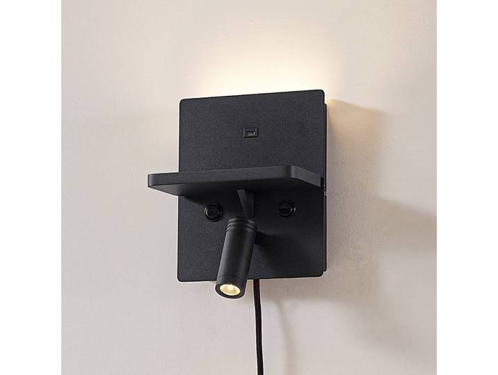 Wandlampe Auden Lindby, schwarz, für Wohn- / Esszimmer, Metall, Modern, LED Wandleuchte, Wandlampe Innen