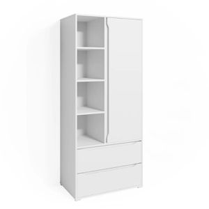 Vicco Kleiderschrank Ruben, weiß, 1 Tür, Schubladen & Regalfächer, 80 x 189 x 48cm