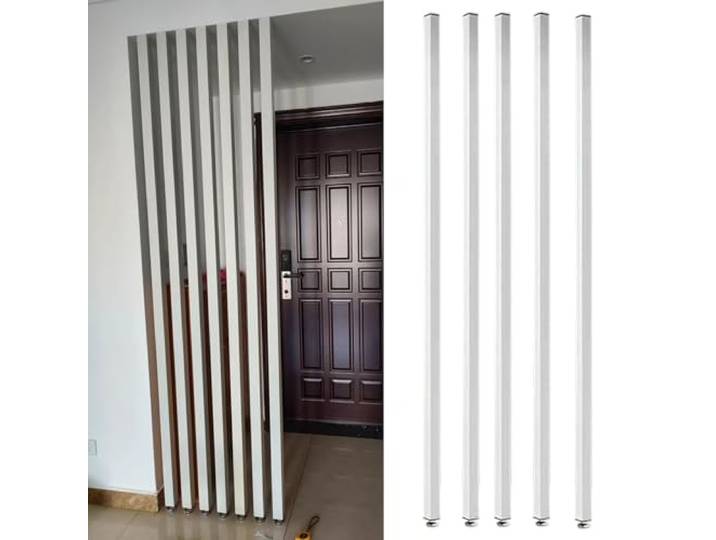 Raumteiler Vom Boden bis zur Decke reichender Raumteiler mit verstellbaren Füßen, Anpassbarer Raumtrenner mit Montagezubehör, Haushalts-Lamellen-Raumtrenner, No-hole Installation(5 pcs,93inch/236cm)