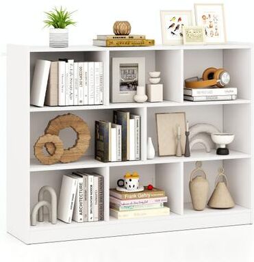 Costway 3-Tier Open Bookcase 8-Cube Floor Standing Storage Shelves Display Cabinet-White