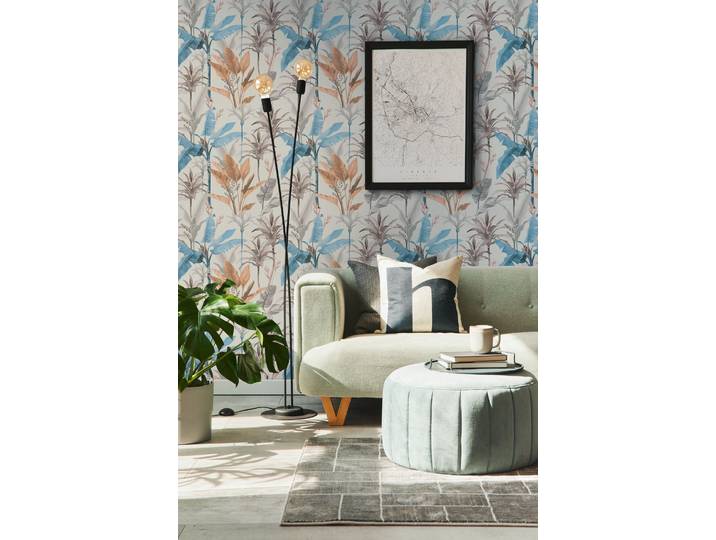 Vliestapete LIVING WALLS LIMITED – Tropical Leaves , bunt (beige), B:0,53m H:0m L:10,05m, Vlies, Tapeten, Vliestapete, Großformatige Palm- und Bananenblätter im Dschungel-Look