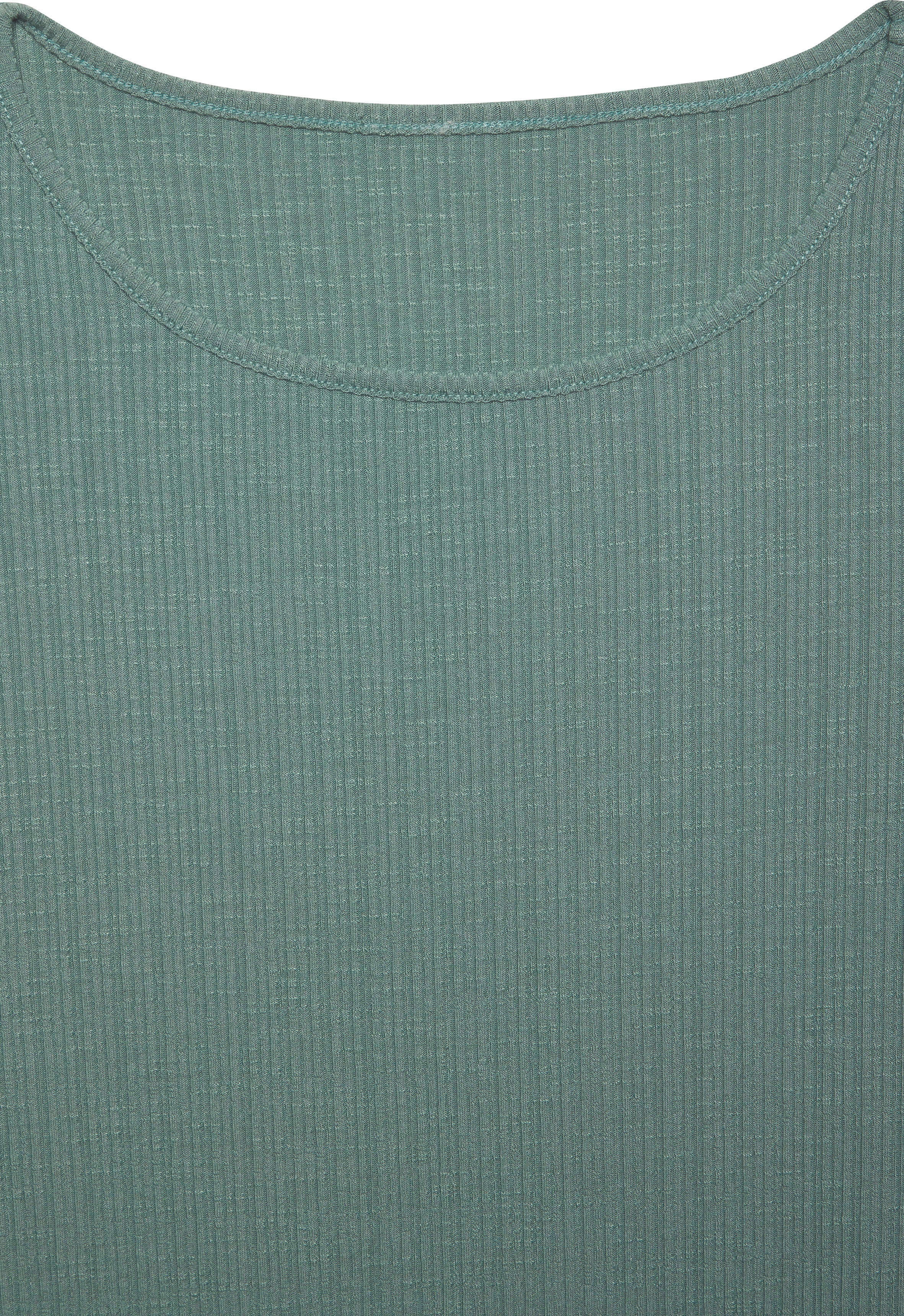 Langarmshirt VIVANCE "mit Rippstruktur", Damen, Gr. 44/46, grün (eucalyptus), Rippware, Obermaterial: 63% Polyester (REPREVE), 34% Viskose, 3% Elasthan, Strukturmuster, unifarben, Basic, figurumspielend, Rundhals, Shirts Langarmshirt, aus weichfliessender