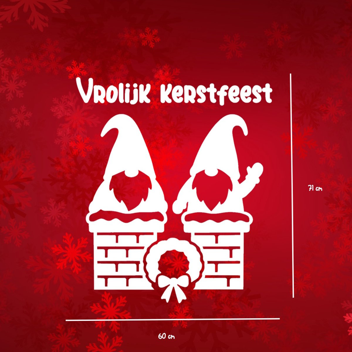 Herbruikbare statische kerst raamsticker met gnomes op de schoorsteen - Groot - Winter en kerstdecoratie