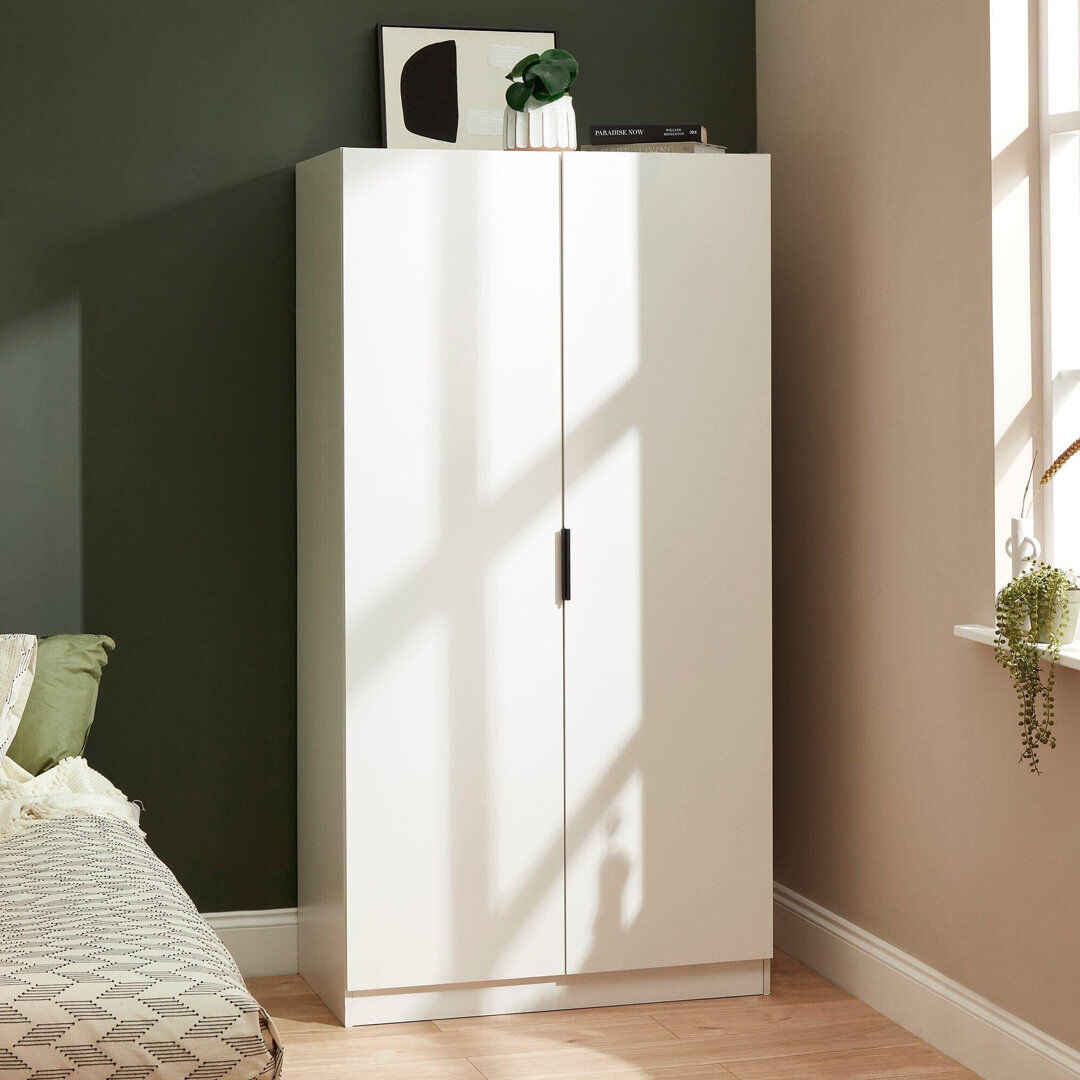 17 Stories Glenhaven Tall Cabinet / Wardrobe - White White 180cm H X 93cm W X 52cm D