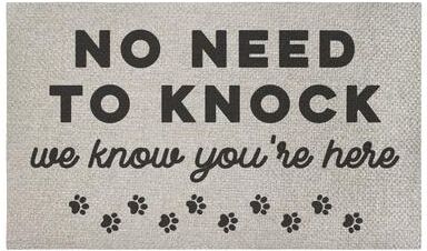 "Stupell No Need To Knock Outdoor Door Mat, design by Lil' Rue, 18""x30"""