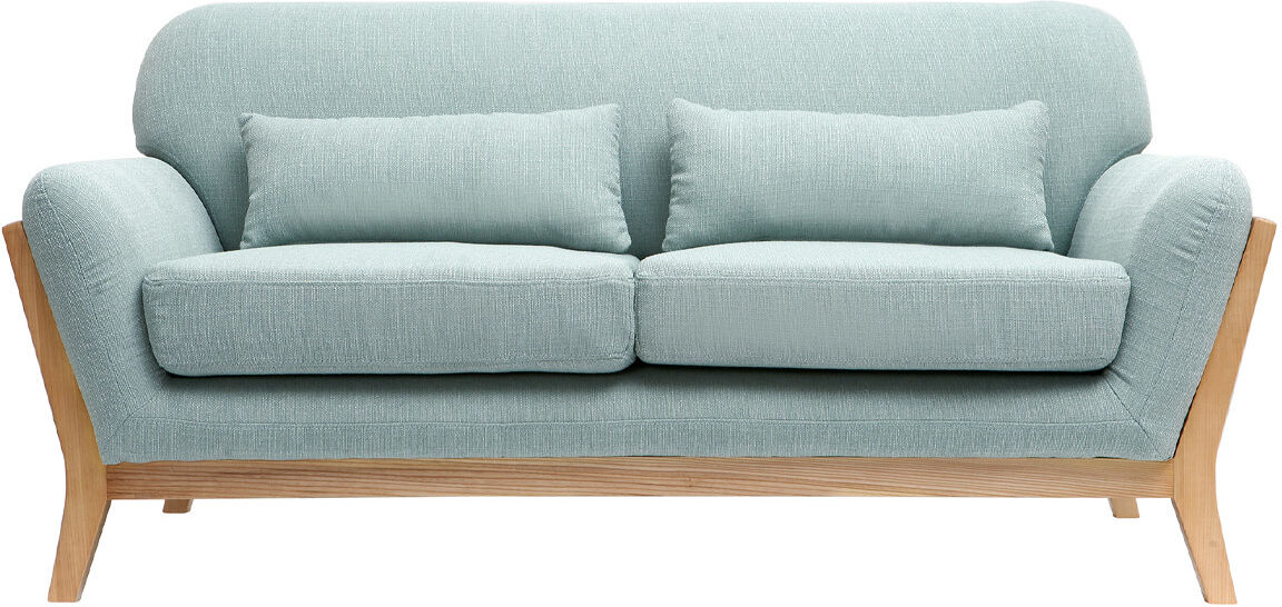 Miliboo Sofa skandinavisch 2 Plätze Lagunenblau Holzbeine YOKO