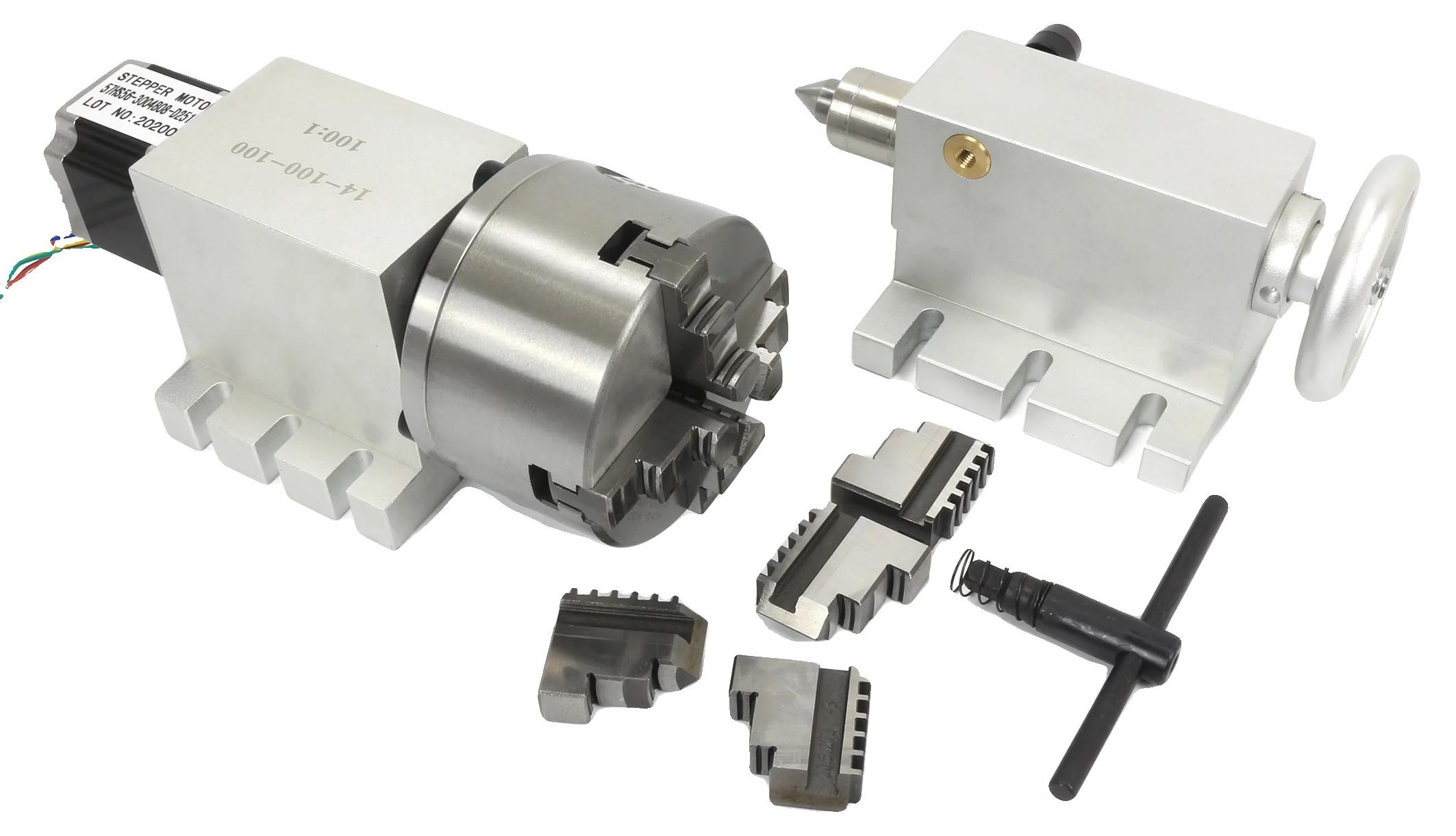 Rotationsachse, harmonischer Reduziergetriebe, mit Reitstock, K12-100mm 4 Backen 50:1