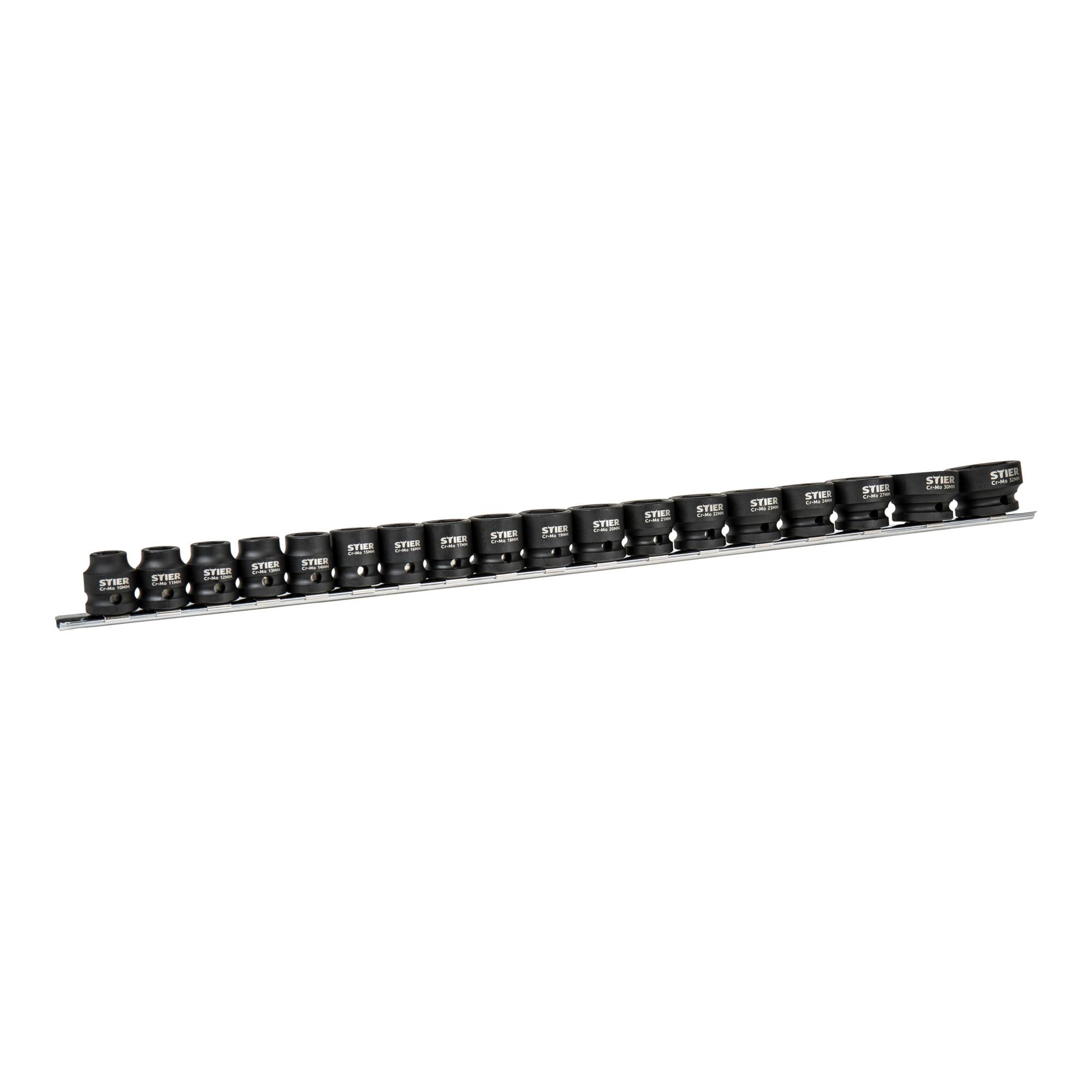 STIER Kraftschraubereinsatz-Sortiment Profi+ extra kurz 1/2" 6-KT 18-teilig (903832)