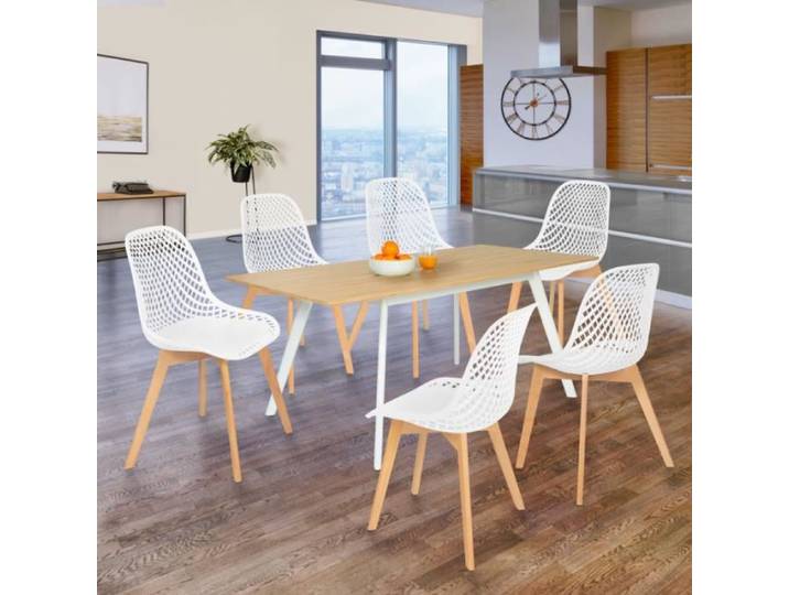 IDMARKET Lot de 6 chaises de salle à manger MANDY scandinaves blanc