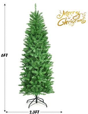 5FT 6FT Artificial Christmas Tree Hinged Fir Pencil Tree with Lights