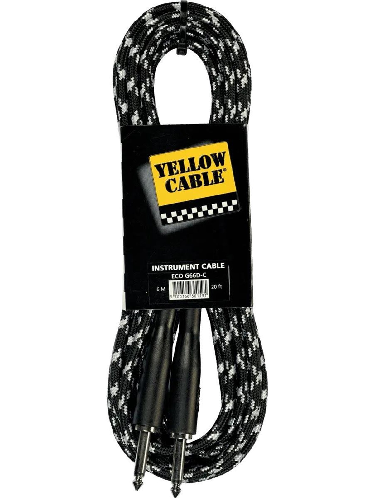 Yellow Cable G66DG - 1/4" Gegossenes Klinke/Klinke Tweed Black Kabel 6 Meter